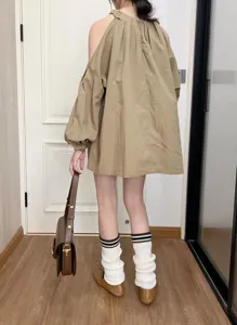 Scaldamuscoli in stile college, calze in maglia con doppie strisce. Perfette per autunno e inverno.