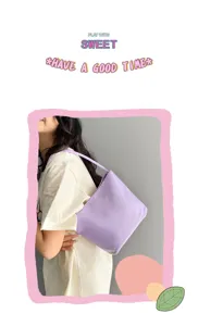 Bolso de hombro de nailon morado elegante para mujer, perfecto para el uso diario y viajes.