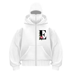 Streetwear fleece double hood zip-up hoodie Y2K unisex casual autumn winter outerwear