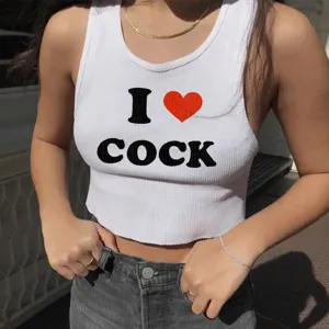 Sexy Y2K weißes Strick ärmelloses Crop Top für Damen, lässiges Sommer Grafik Tanktop.