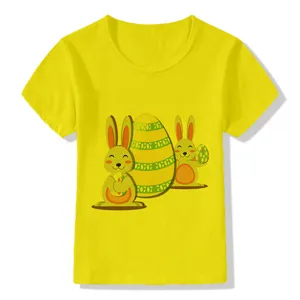 Children short sleeve t-shirt summer cute Easter bunny cartoon graphic casual cotton top tee.