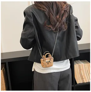 Kinder Mini Umhängetasche trendige kleine PU Leder Handtasche für Mädchen stilvolle Alltagstasche.