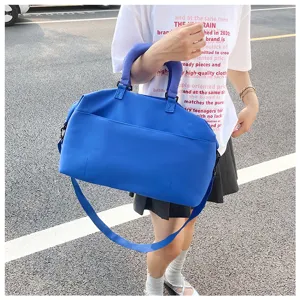 Thickened blue duffel bag large capacity travel fitness bag crossbody sports training bag