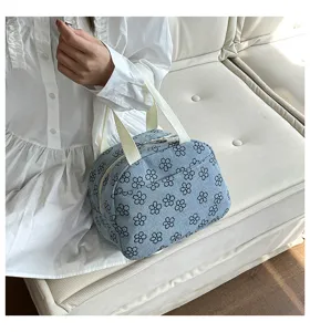 Sac à main en velours côtelé fleuri, joli sac à lunch quotidien et fourre-tout de pique-nique.