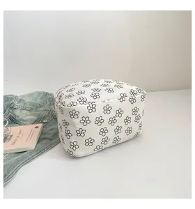 Sac a dejeuner en velours cote floral grande capacite pochette cosmetique pour femmes