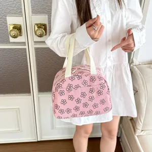 Élégant sac à main en velours côtelé pour femmes, joli motif floral, grand fourre-tout très utile.