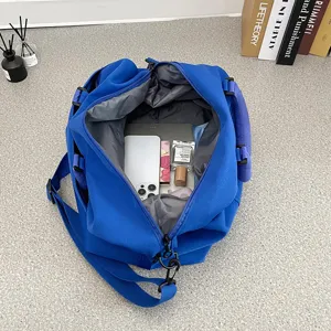 Blue large capacity yoga gym bag duffel travel shoulder bag with adjustable strap