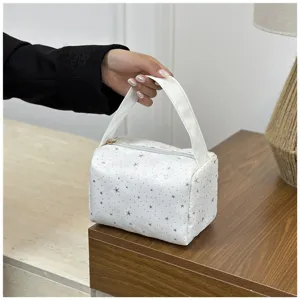 White star pattern cosmetic bag handbag portable lunch bag fashion minimalist daily commuter