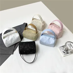 Straw woven handbag and fabric lunch bag set, versatile spring summer beach commuter bags.