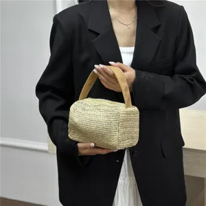 Woven straw lunch bag handbag summer beach style versatile commuter handbag gift bag