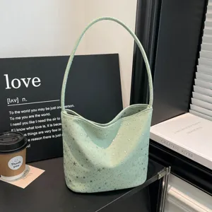 Light green star print shoulder bag minimalist hobo bag stylish daily underarm bag