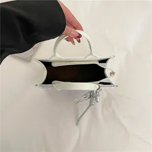 White handbag for women trendy tote bag stylish top handle bag with cute charm daily use.