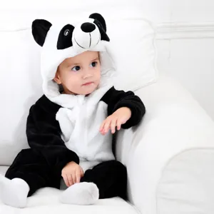 Kleinkind Flanell Tier Kapuzen Jumpsuit süßer Panda Baby Strampler Winter Schlafanzug