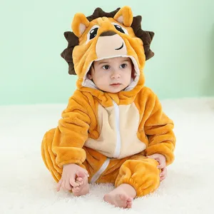 Kids animal jumpsuit hooded cute baby costume cartoon pajamas soft fleece romper
