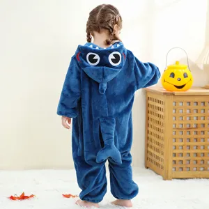 Niños azul tiburón franela mameluco detalle trasero, acogedor pijama disfraz fiesta ropa.
