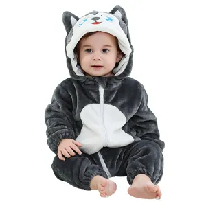 Cute baby animal onesie hooded romper cartoon sleepwear soft plush costume for infants.
