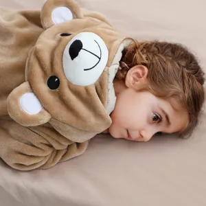 Kleinkind Baby süßer Bär Kapuze Jumpsuit Herbst Winter warmer Plüsch Krabbelanzug