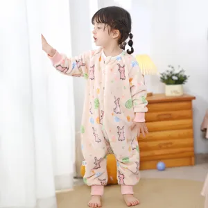 Mignon grenouillère bébé flanelle hiver chaud enfants dessin animé combinaison lapin pyjama