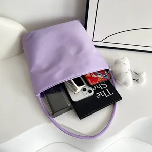 Bolso de hombro de nailon morado informal estético minimalista gran capacidad diario