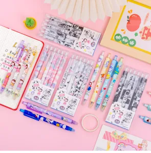 Set di 6 penne gel cancellabili in PVC, simpatiche cancellerie per studenti e scrittura.