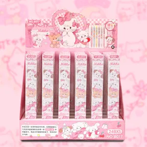 Cute pink cartoon cat gel pen set box 0.5mm black ink student stationery gift display