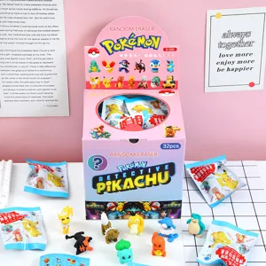 Pokemon detective pikachu random eraser blind box anime action figure toys stationery set