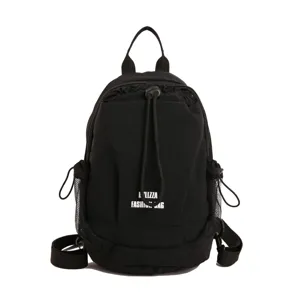 Black mini casual backpack for women, multi-functional lightweight daypack for outdoor travel.