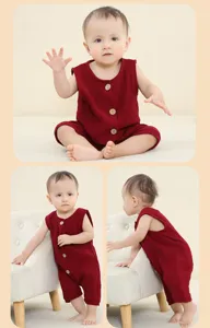 Infant newborn baby sleeveless cotton romper solid color summer breathable bodysuit clothing