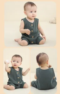 Infant pure cotton sleeveless romper summer breathable baby vest solid color baby jumpsuit
