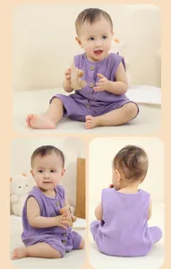 Summer baby cotton sleeveless romper breathable solid color bodysuit for newborn infant apparel