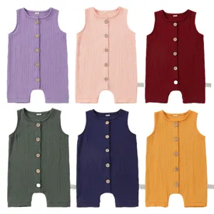 Infant Baby Cotton Romper Solid Color Sleeveless Breathable Summer Bodysuit Newborn Casual Cute Baby Clothes