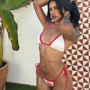 Sexy red and white trim two piece bikini detail shot for women summer beach swimwear apparel