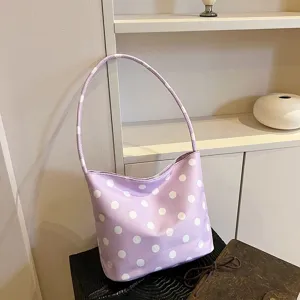 Purple polka dot shoulder bag women underarm bag stylish trendy daily tote bag new style