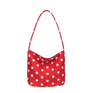 Red white polka dot shoulder underarm bag casual versatile women hobo daily handbag