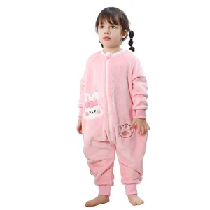 Combinaison Flanelle Cartoon Enfant Automne Hiver Chaud Pyjama Bebe Rose Vetement Nuit