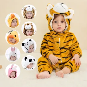 Βρέφος Μωρό Φανέλα Animal Romper Jumpsuit Με Χριουτό Καρτούν Κουκούλα Σχεδιασμός Φερμουάρ