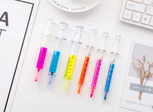 Set van 6 markeerstiften met beitelpunt in creatieve spuitvorm voor studenten