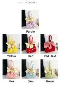 Borsa a mano in tessuto a pois e fiori stile coreano, opzioni di colore, borsa con coulisse.