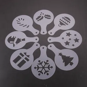 Set di Stencil per Caffè in Plastica Natale San Valentino Strumento di Decorazione Stampo per Torta Modello di Stampa per Caffè