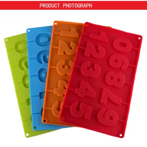 0-9 silicone number mold chocolate candy baking mold DIY cake decorating tool set colorful