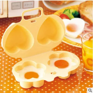 Microwave egg boiler mold dual grid flower heart shaped kitchen cooking tool accessory