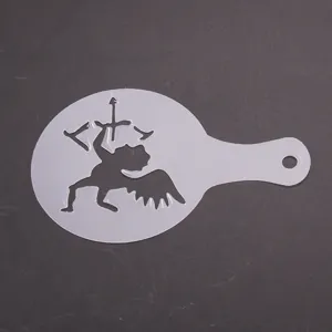 Stencil per caffè in plastica con manico, ideale per decorare cappuccino e tè al latte.