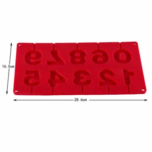 Red Silicone 0-9 Number Lollipop Mold DIY Chocolate Candy Baking Bakeware Tool Set