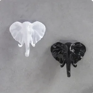 Crochet Mural 3D Créatif Forme Animal Éléphant Et Cerf En Plastique Adhésif Porte-Manteau Clé Décoration Maison
