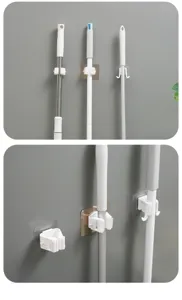 Supporto a parete per scopa e mocio senza foratura clip organizer adesiva per la casa.