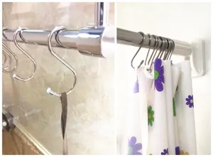 Ganci ad S in acciaio inossidabile per appendere utensili da cucina e tende da doccia.