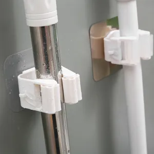 Supporto per Mocio Senza Perforazione a Parete Clip per Scope Organizer in Plastica PP per Casa Bagno e Cucina