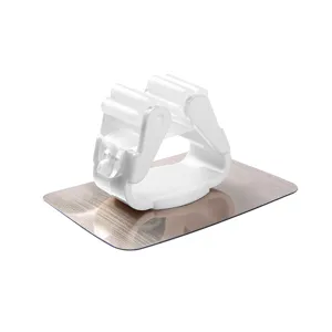 Supporto per scopa da muro senza forare clip adesiva in plastica bianca per cucina e bagno domestico.