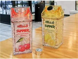 Dubbelwandige koele melkkarton waterbeker met ijsgel en stijlvol rietjesdesign voor de zomer.