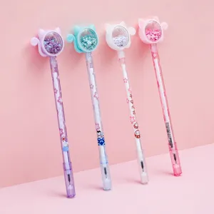 Cute cat tail liquid glitter gel pen set, lovely student stationery school supplies writing pen.